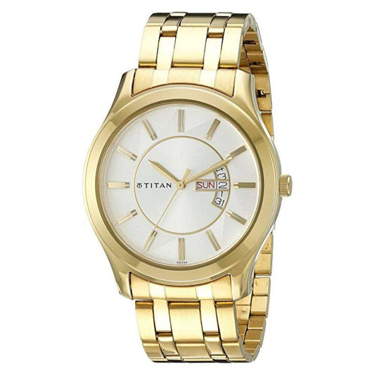 Brand watch Silver Dial Golden Steel Strap Men’s Watch With Date Function