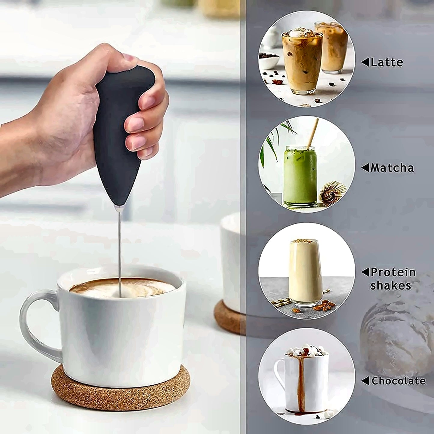MULTICOLOUR 50 W Black Electric Whisk, Hand Blender (coffee Frother Electric Blender Mixer)