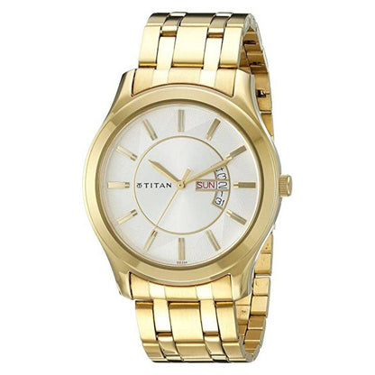 Brand watch Silver Dial Golden Steel Strap Men’s Watch With Date Function