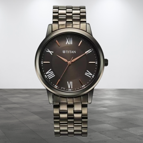 Brand watch Trendy Analog Black Dial Black Stainless Steel Strap Men’s Watch