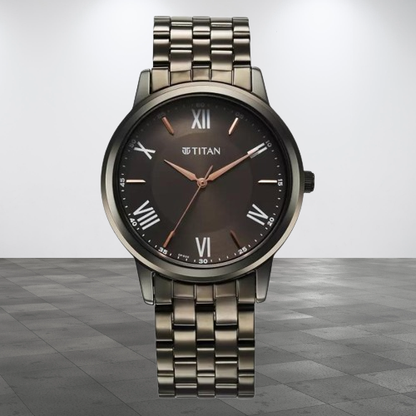 Brand watch Trendy Analog Black Dial Black Stainless Steel Strap Men’s Watch