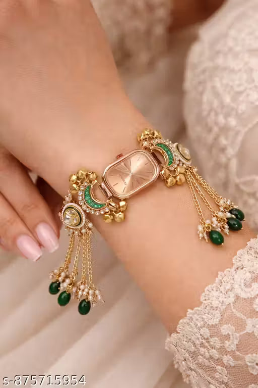 Kashmiri Watch | Women's Gold Plated Kashmiri Watch with Chain Tassel Design