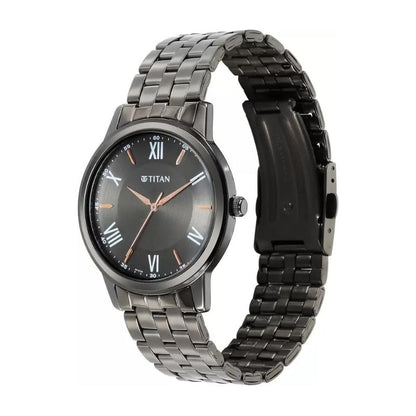 Brand watch Trendy Analog Black Dial Black Stainless Steel Strap Men’s Watch