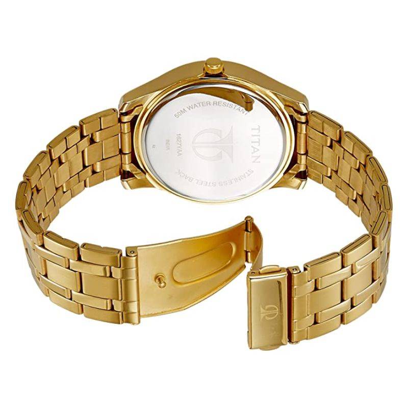 Brand watch Silver Dial Golden Steel Strap Men’s Watch With Date Function