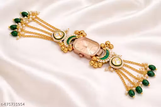 Kashmiri Watch | Women's Gold Plated Kashmiri Watch with Chain Tassel Design