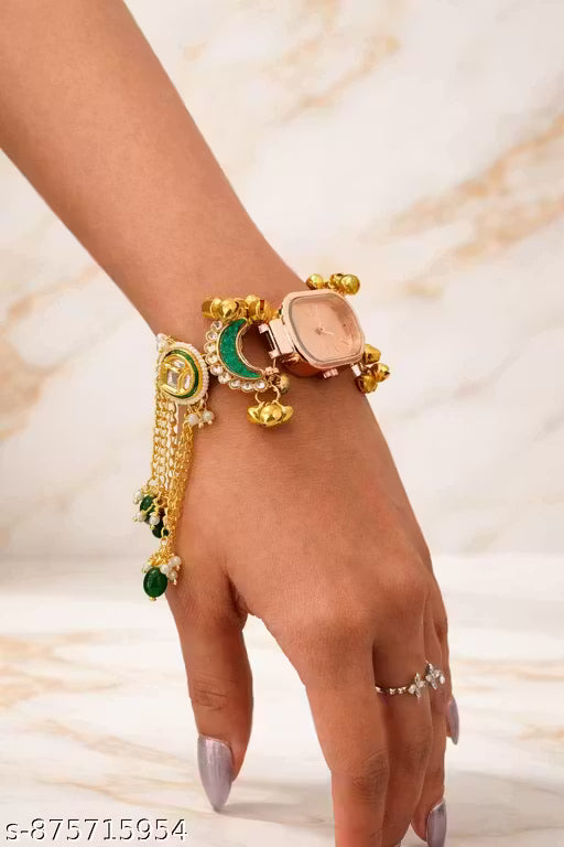 Kashmiri Watch | Women's Gold Plated Kashmiri Watch with Chain Tassel Design