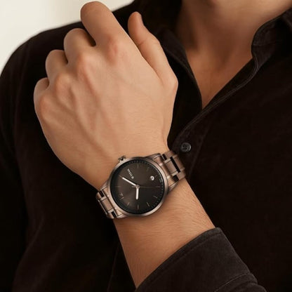 Brand watch Neo Splash Brown Dial Analog with Date Stainless Steel Strap Watch for Men