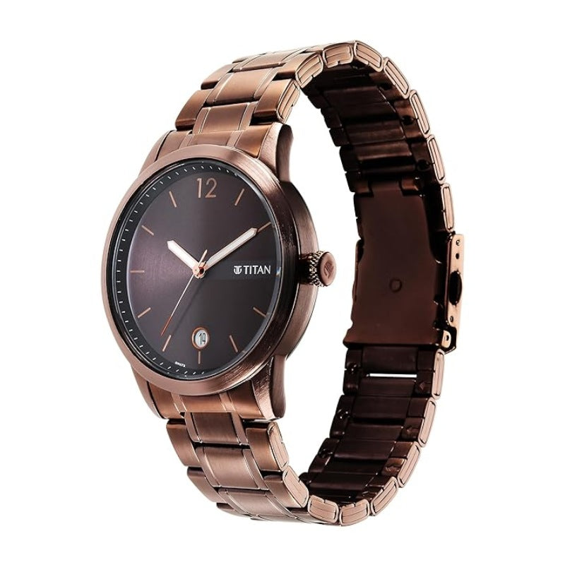 Brand watch Neo Splash Brown Dial Analog with Date Stainless Steel Strap Watch for Men