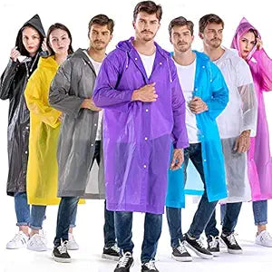 BOLDLETTER Poncho Raincoat with Hood Water Resistant Rain Protection Rainsuit Reusable Raingear for Outdoor Traveling (Random Color, Pack of 20)