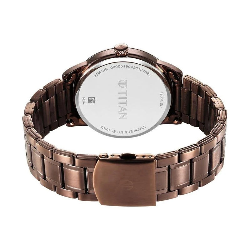 Brand watch Neo Splash Brown Dial Analog with Date Stainless Steel Strap Watch for Men