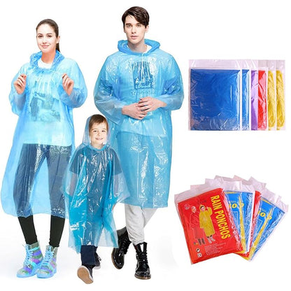 BOLDLETTER Poncho Raincoat with Hood Water Resistant Rain Protection Rainsuit Reusable Raingear for Outdoor Traveling (Random Color, Pack of 20)