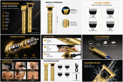 GOTRIM Hair Trimmer & Beard Trimmer for Men Professional, Electric Razor Shavers for Men, T Blade Precision Edgers Liners, Barber Clippers for Hair Cutting Mustache Facial, Mens Gifts