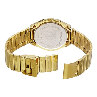 Titan Trendy Golden Dial Golden Stainless Steel Strap Men’s Watch