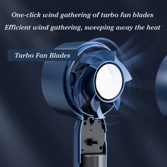 SMART T - 10Mini Handheld Fan, Cell Phone Holder Design Table Fan, 2000mAh Battery, Rechargeable Fan, Handheld Cooling Fan, 3 Speed Desk Fan for Dorm Bedroom (Blue)
