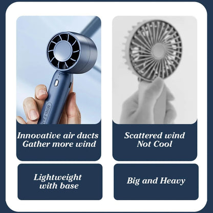 SMART T - 10Mini Handheld Fan, Cell Phone Holder Design Table Fan, 2000mAh Battery, Rechargeable Fan, Handheld Cooling Fan, 3 Speed Desk Fan for Dorm Bedroom (Blue)