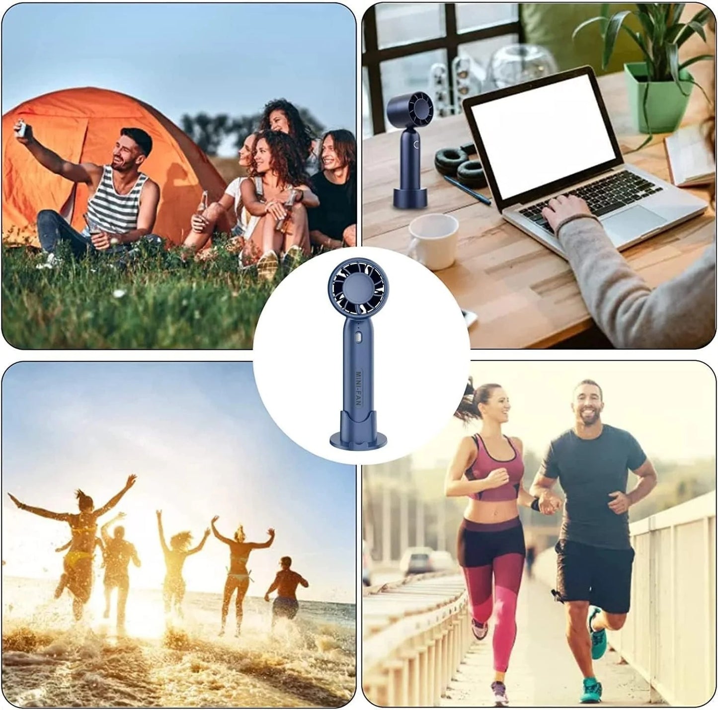 SMART T - 10Mini Handheld Fan, Cell Phone Holder Design Table Fan, 2000mAh Battery, Rechargeable Fan, Handheld Cooling Fan, 3 Speed Desk Fan for Dorm Bedroom (Blue)