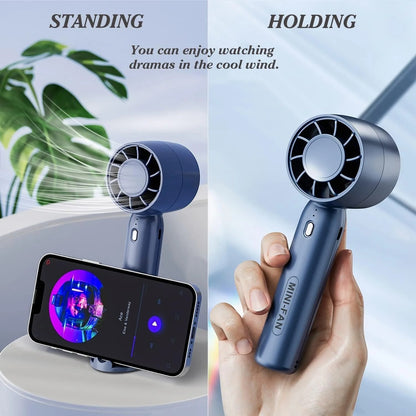 SMART T - 10Mini Handheld Fan, Cell Phone Holder Design Table Fan, 2000mAh Battery, Rechargeable Fan, Handheld Cooling Fan, 3 Speed Desk Fan for Dorm Bedroom (Blue)