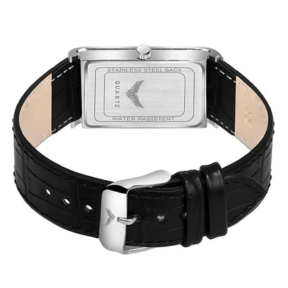 Brand watch Treandy White Dial Black Leather Strap Analog Watch For Men